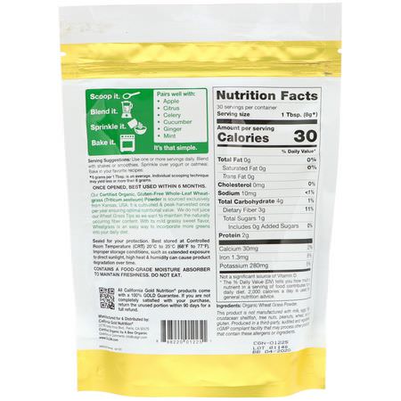 California Gold Nutrition, Superfoods, Organic Wheat Grass Powder, 8.5 oz (240 g):قمح العشب, س,برف,دز