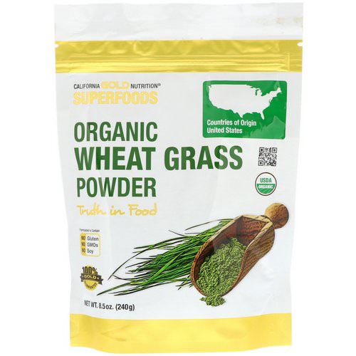 California Gold Nutrition, Superfoods, Organic Wheat Grass Powder, 8.5 oz (240 g) فوائد
