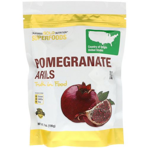 California Gold Nutrition, Superfoods, Pomegranate Arils, 7 oz (199 g) فوائد