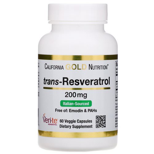 California Gold Nutrition, Trans-Resveratrol, Italian Sourced, 200 mg, 60 Veggie Capsules فوائد