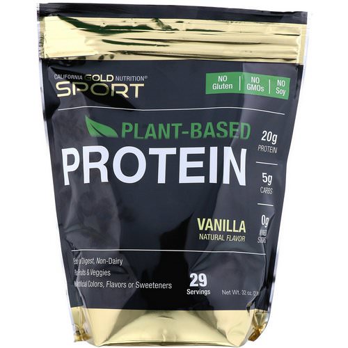 California Gold Nutrition, Vanilla Flavor Plant-Based Protein, Vegan, Easy to Digest, 2 lb (907 g) فوائد
