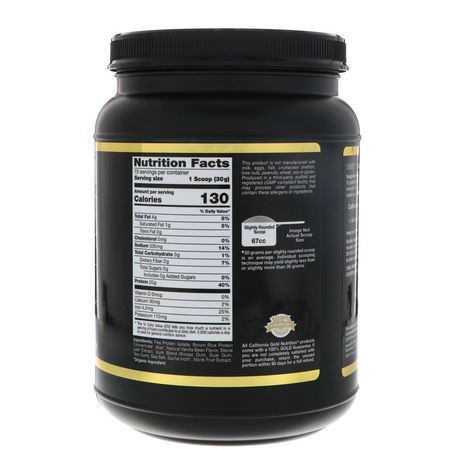 California Gold Nutrition, Very Vanilla Flavor Vegan Protein, Pea & Brown Rice, No Soy, No GMOs, 16 oz (454 g):البر,تين النباتي, المصنع