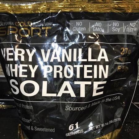 California Gold Nutrition, Very Vanilla Flavor Whey Protein Isolate, 2 lbs (908 g)