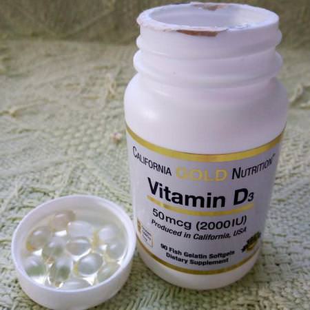 California Gold Nutrition, Vitamin D3, 50 mcg (2000 IU), 90 Fish Gelatin Softgels