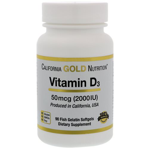 California Gold Nutrition, Vitamin D3, 50 mcg (2000 IU), 90 Fish Gelatin Softgels فوائد