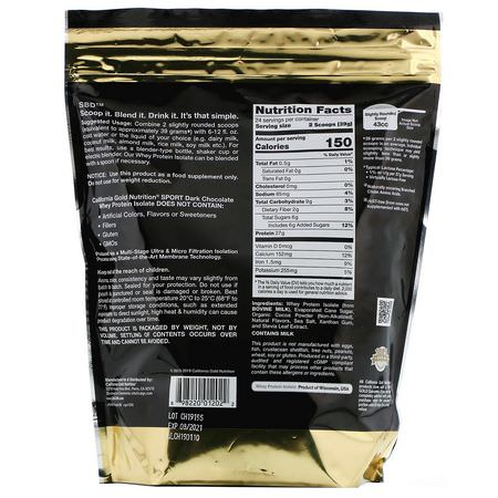 California Gold Nutrition, Dark Chocolate Whey Protein Isolate, 2 lbs (908 g):بر,تين مصل اللبن, التغذية الرياضية