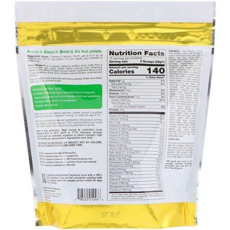 California Gold Nutrition, Zenbu Shake, Whey Protein Superfood Blend with Cocoa Powder, 1.3 lbs (585 g):بر,تين مصل اللبن, التغذية الرياضية