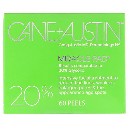 Cane + Austin, Miracle Pad, 20% Glycolic Acid, 60 Peels:الأمصال, العلاجات