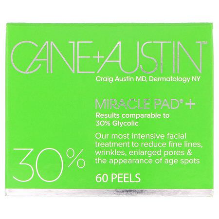 Cane + Austin, Miracle Pad, 30% Glycolic Acid, 60 Peels:الأمصال, العلاجات