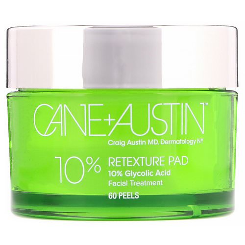 Cane + Austin, Retexture Pad, 10% Glycolic Acid, 60 Peels فوائد