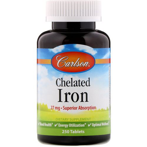 Carlson Labs, Chelated Iron, 27 mg, 250 Tablets فوائد