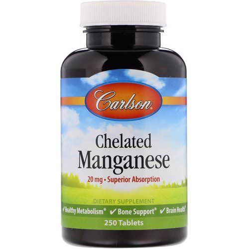 Carlson Labs, Chelated Manganese, 20 mg, 250 Tablets فوائد