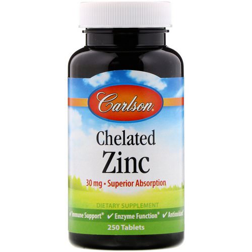 Carlson Labs, Chelated Zinc, 30 mg, 250 Tablets فوائد