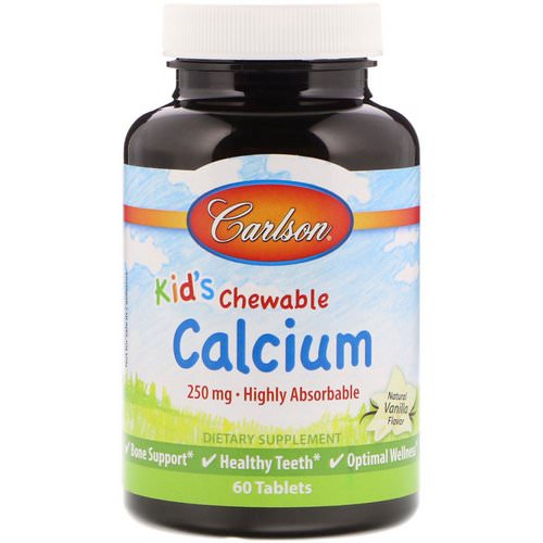 Carlson Labs, Kid's Chewable Calcium, Natural Vanilla Flavor, 250 mg, 60 Tablets فوائد
