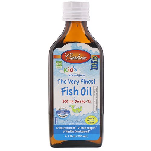 Carlson Labs, Kid's, Norwegian, The Very Finest Fish Oil, Natural Lemon Flavor, 6.7 fl oz (200 ml) فوائد