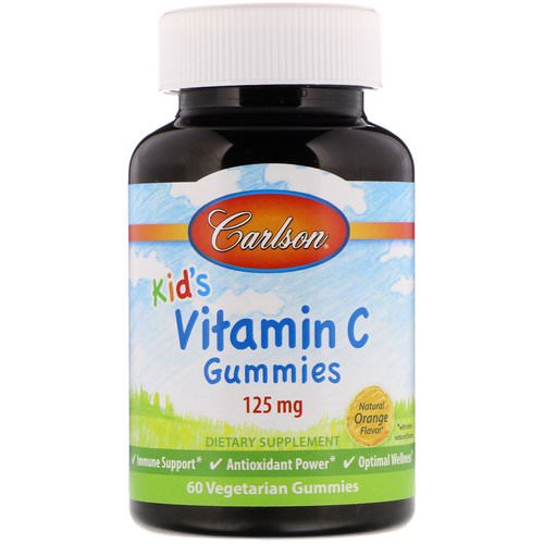 Carlson Labs, Kid's Vitamin C Gummies, Natural Orange Flavor, 125 mg, 60 Vegetarian Gummies فوائد