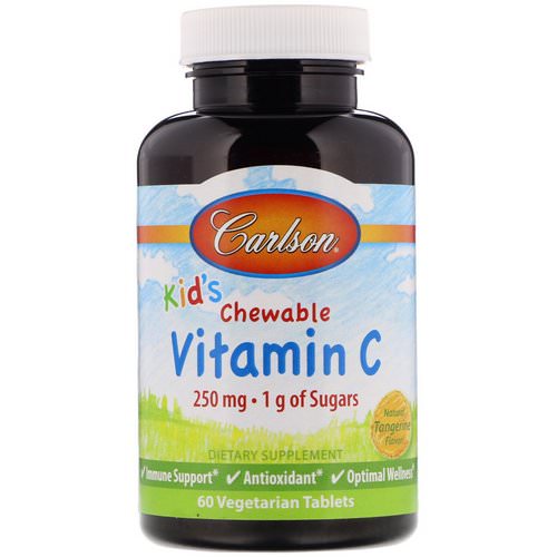 Carlson Labs, Kids, Chewable Vitamin C, Natural Tangerine Flavor, 250 mg, 60 Vegetarian Tablets فوائد