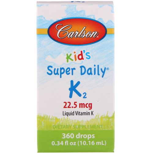 Carlson Labs, Kids, Super Daily K2, 22.5 mcg, 0.34 fl oz (10.16 ml) فوائد