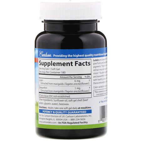 Carlson Labs, Lutein, 6 mg, 180 Soft Gels:زياكسانثين, ل,تين