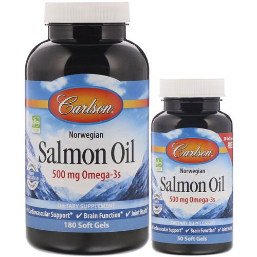 Carlson Labs, Norwegian Salmon Oil, 500 mg, 180 + 50 Free Soft Gels فوائد