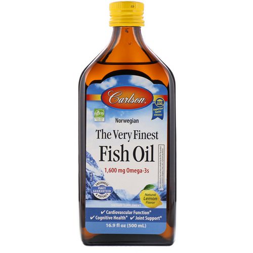 Carlson Labs, Norwegian, The Very Finest Fish Oil, Natural Lemon Flavor, 1,600 mg, 16.9 fl oz (500 ml) فوائد