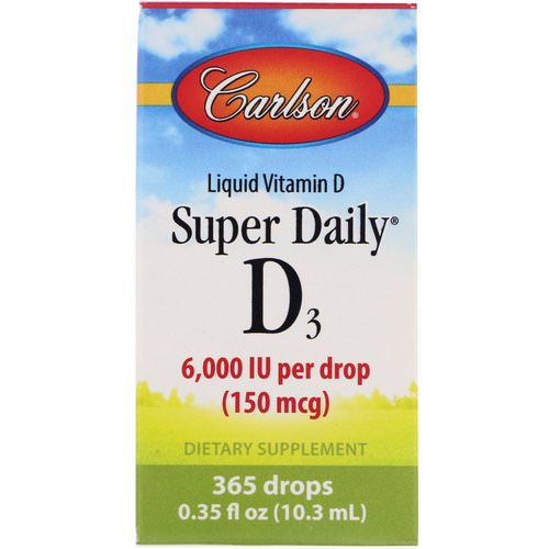 Carlson Labs, Super Daily D3, 6,000 IU, 0.35 fl oz (10.3 ml) فوائد