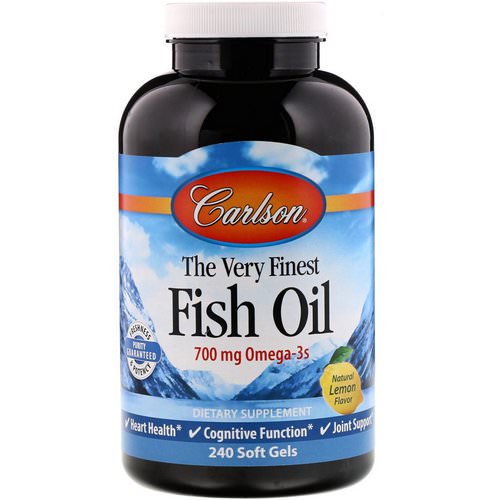 Carlson Labs, The Very Finest Fish Oil, Natural Lemon Flavor, 700 mg, 240 Soft Gels فوائد