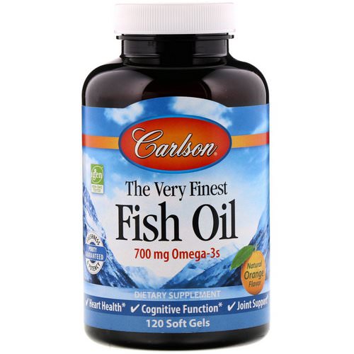 Carlson Labs, The Very Finest Fish Oil, Natural Orange Flavor, 700 mg, 120 Soft Gels فوائد