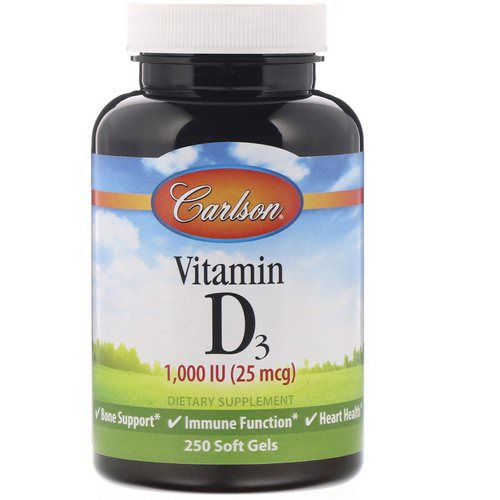 Carlson Labs, Vitamin D3, 1,000 IU (25 mcg), 250 Soft Gels فوائد
