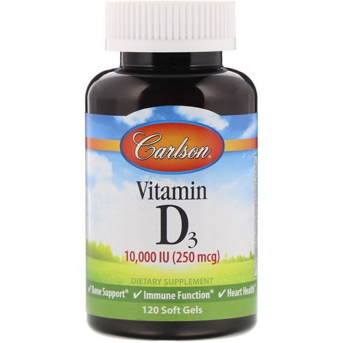 Carlson Labs, Vitamin D3, 10,000 IU (250 mcg), 120 Soft Gels فوائد