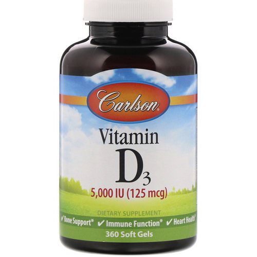 Carlson Labs, Vitamin D3, 5,000 IU (125 mcg), 360 Soft Gels فوائد