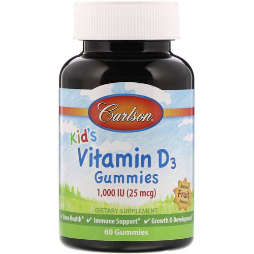 Carlson Labs, Kid's Vitamin D3 Gummies, Natural Fruit Flavors, 1,000 IU, 60 Gummies فوائد