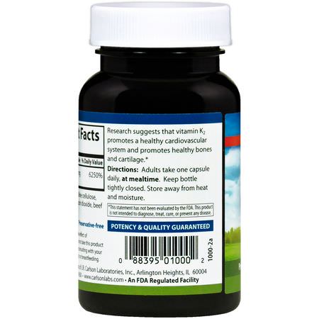 Carlson Labs Vitamin K - فيتامين K, الفيتامينات, المكملات الغذائية