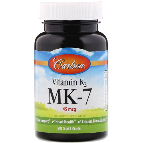 Carlson Labs, Vitamin K2 MK-7, 45 mcg, 90 Soft Gels فوائد