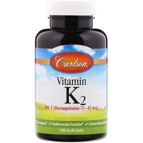 Carlson Labs, Vitamin K2 MK-7 (Menaquinone-7), 45 mcg, 180 Soft Gels فوائد