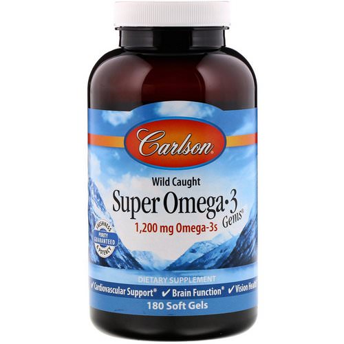 Carlson Labs, Wild Caught Super Omega-3 Gems, 1,200 mg, 180 Soft Gels فوائد