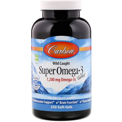 Carlson Labs, Wild Caught Super Omega-3 Gems, 1,200 mg, 250 Soft Gels فوائد