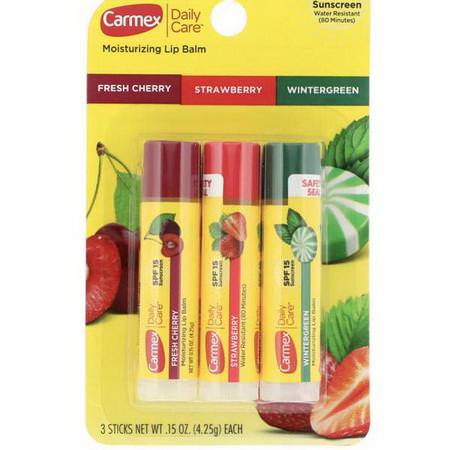 Carmex, Daily Care, Moisturizing Lip Balm, Variety, SPF 15, 3 Pack, .15 oz (4.25 g) Each
