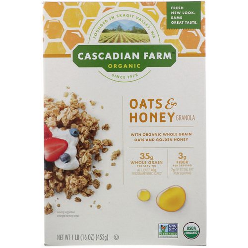 Cascadian Farm, Organic Oats & Honey Granola Cereal, 16 oz (453 g) فوائد