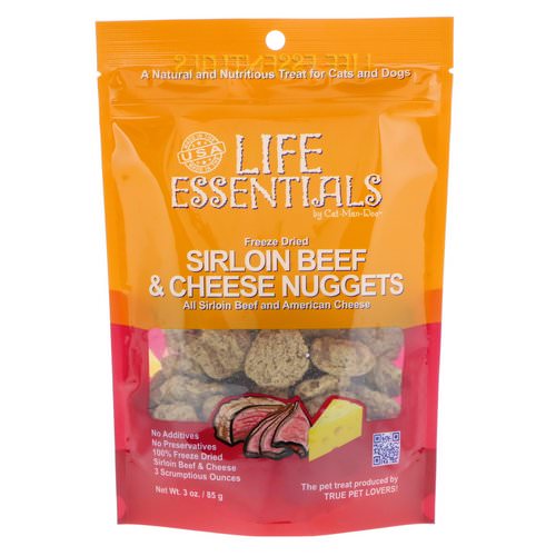 Cat-Man-Doo, Life Essentials, Freeze Dried Sirloin Beef & Cheese Nuggets, For Cats & Dogs, 3 oz (85 g) فوائد