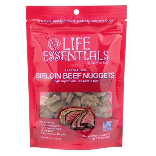 Cat-Man-Doo, Life Essentials, Freeze Dried Sirloin Beef Nuggets, For Cats & Dogs, 3 oz (85 g) فوائد
