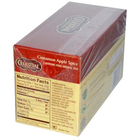 Celestial Seasonings, Cinnamon Apple Spice, Caffeine Free, 20 Tea Bags, 1.7 oz (48 g):شاي الأعشاب, شاي الف,اكه