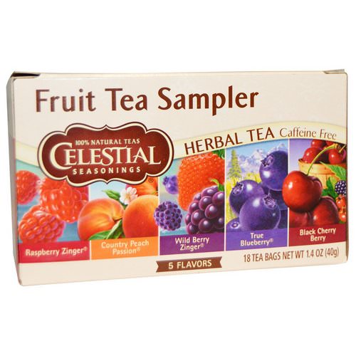 Celestial Seasonings, Fruit Tea Sampler, Herbal Tea, Caffeine Free, 5 Flavors, 18 Tea Bags, 1.4 oz (40 g) فوائد