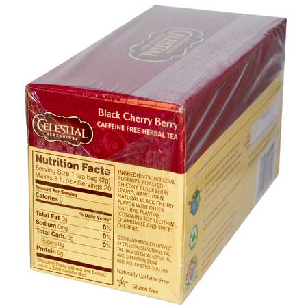 Celestial Seasonings, Herbal Tea, Black Cherry Berry, Caffeine Free, 20 Tea Bags, 1.6 oz (44 g):شاي الأعشاب, شاي الف,اكه
