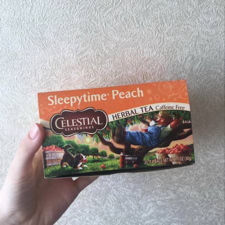 Celestial Seasonings, Herbal Tea, Caffeine Free, Sleepytime Peach, 20 Tea Bags, 1.0 oz (29 g)
