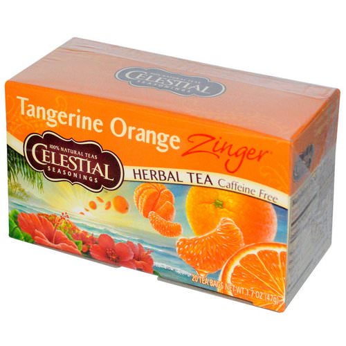 Celestial Seasonings, Herbal Tea, Caffeine Free, Tangerine Orange Zinger, 20 Tea Bags, 1.7 oz (47 g) فوائد