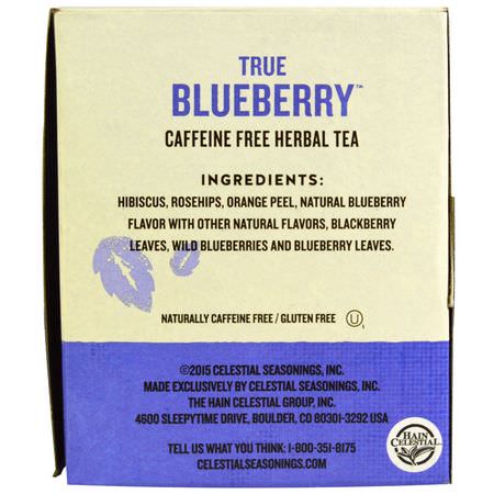 Celestial Seasonings, Herbal Tea, Caffeine Free, True Blueberry, 20 Tea Bags, 1.6 oz (45 g):شاي الأعشاب, شاي الف,اكه