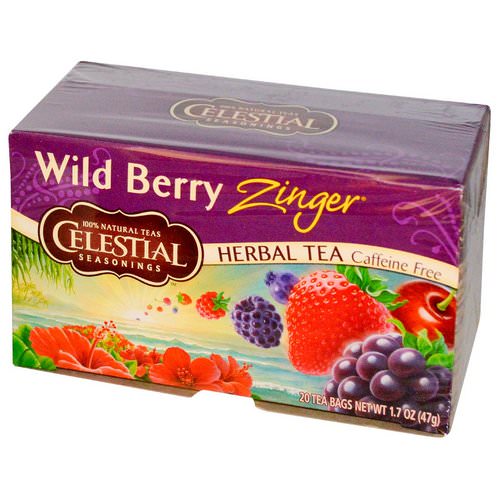 Celestial Seasonings, Herbal Tea, Caffeine Free, Wild Berry Zinger, 20 Tea Bags, 1.7 oz (47 g) فوائد