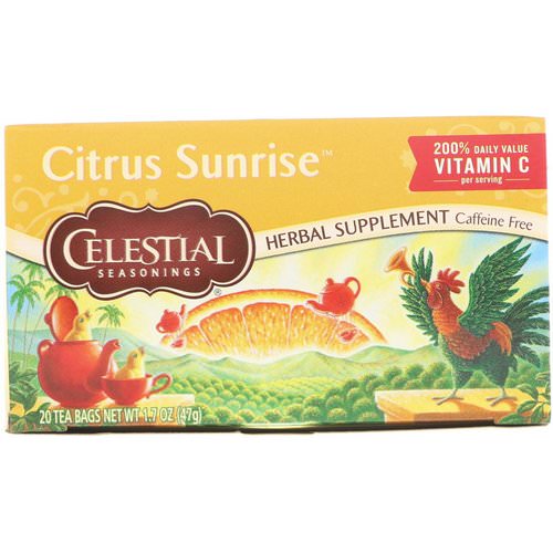 Celestial Seasonings, Herbal Tea, Citrus Sunrise, Caffeine Free, 20 Tea Bags, 1.7 oz (47 g) فوائد