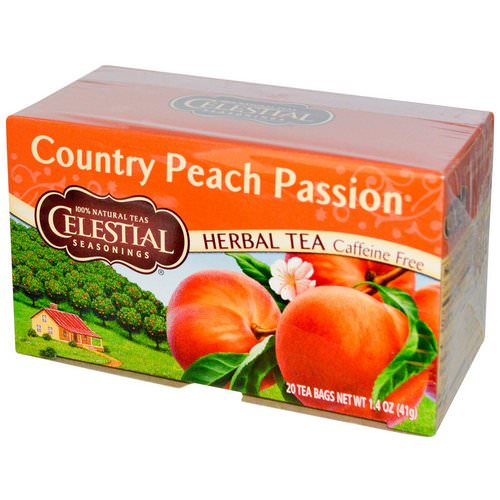 Celestial Seasonings, Herbal Tea, Country Peach Passion, Caffeine Free, 20 Tea Bags, 1.4 oz (41 g) فوائد